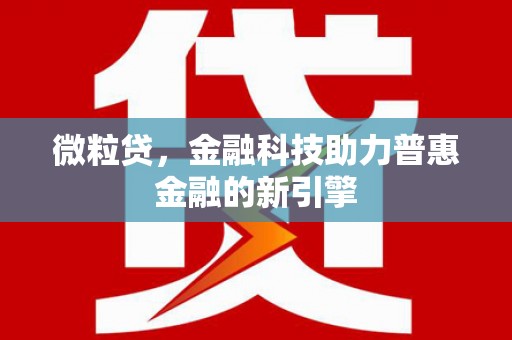 双滦微粒贷，金融科技助力普惠金融的新引擎