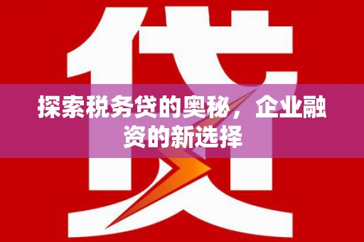 双滦探索税务贷的奥秘，企业融资的新选择