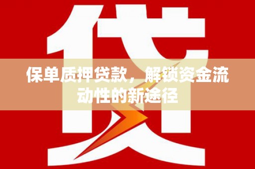双滦保单质押贷款，解锁资金流动性的新途径