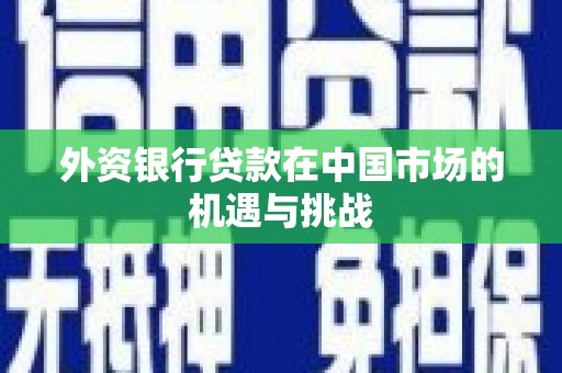 双滦外资银行贷款在中国市场的机遇与挑战